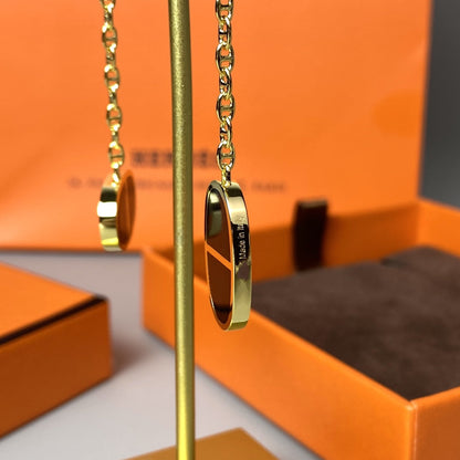 [⭐Aura]CHAINE VERSO BLACK CERAMIC EARRINGS