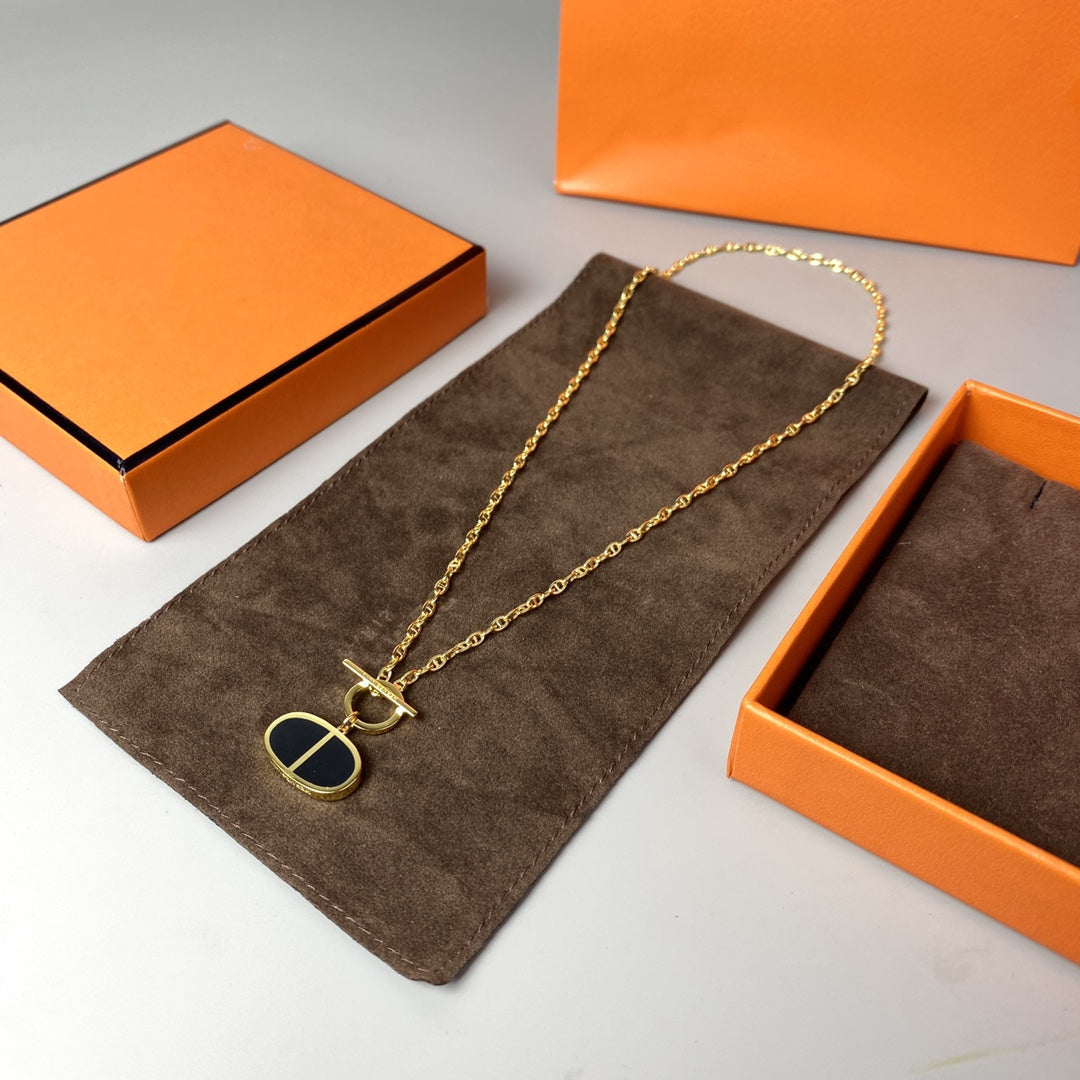 [⭐Aura]CHAINE VERSO BLACK CERAMIC NECKLACE