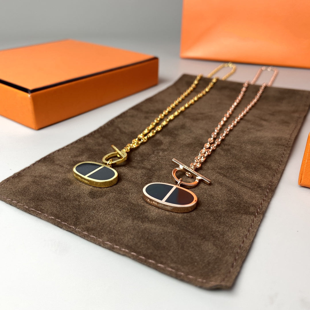 [⭐Aura]CHAINE VERSO BLACK CERAMIC NECKLACE