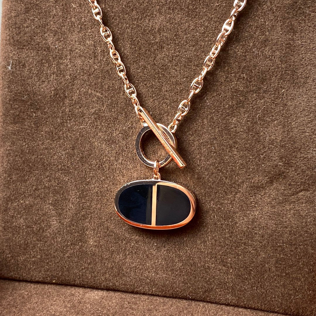 [⭐Aura]CHAINE VERSO BLACK CERAMIC NECKLACE