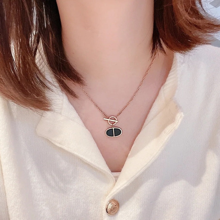 [⭐Aura]CHAINE VERSO BLACK CERAMIC NECKLACE
