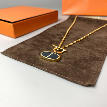 [⭐Aura]CHAINE VERSO BLACK CERAMIC NECKLACE