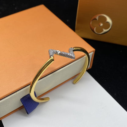 [⭐Aura]VOLTE UPSITE DOWN DIAMOND GOLD OPEN BRACELET