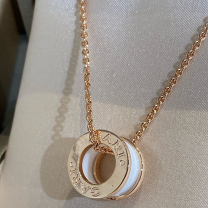 [⭐Aura]ZERO 1 WHITE CERAMIC PINK GOLD NECKLACE