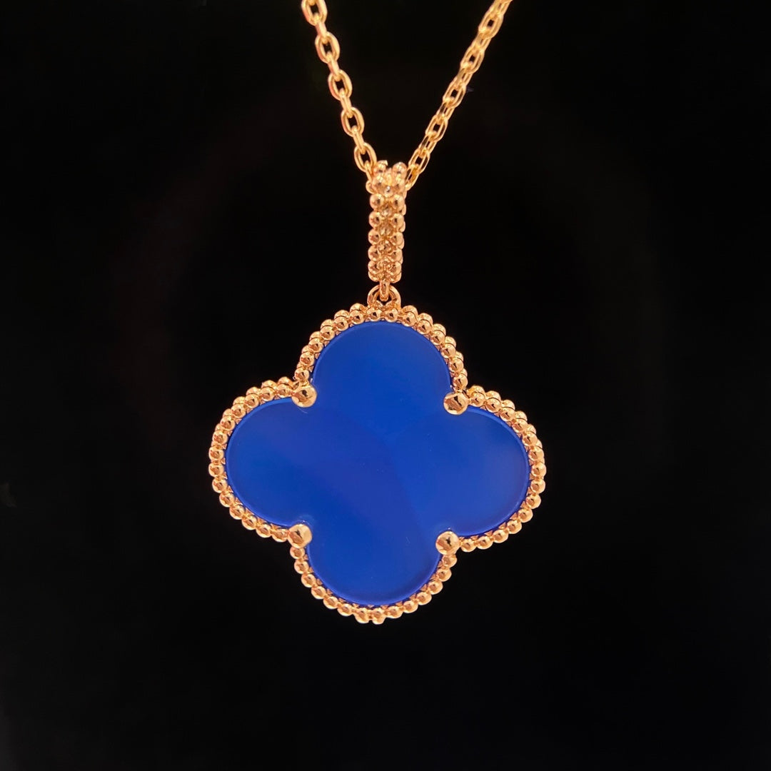 [⭐Aura]CLOVER 25MM NECKLACE TURQUOISE ROSE GOLD