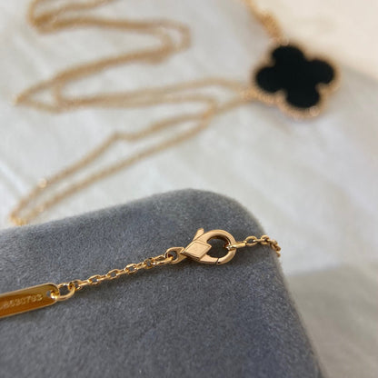 [⭐Aura]CLOVER 25MM NECKLACE GOLD ONYX