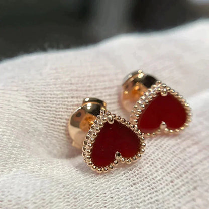 [⭐Aura]HEART CARNELIAN STUD EARRINGS