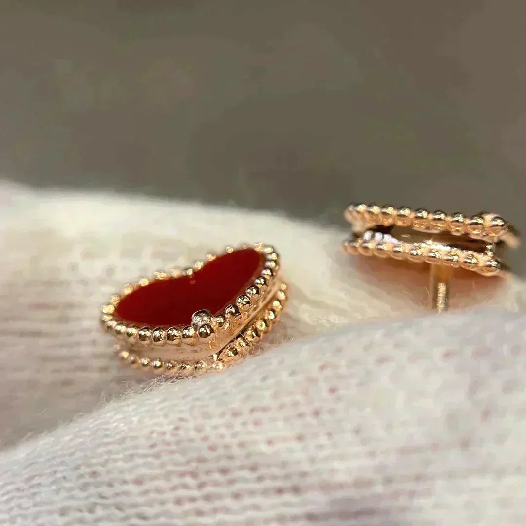 [⭐Aura]HEART CARNELIAN STUD EARRINGS