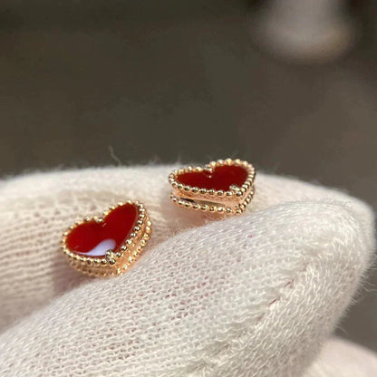 [⭐Aura]HEART CARNELIAN STUD EARRINGS
