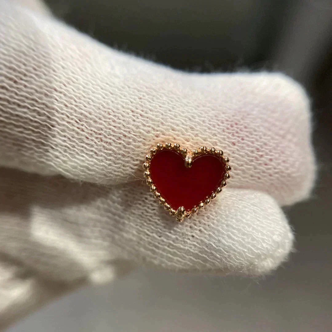 [⭐Aura]HEART CARNELIAN STUD EARRINGS