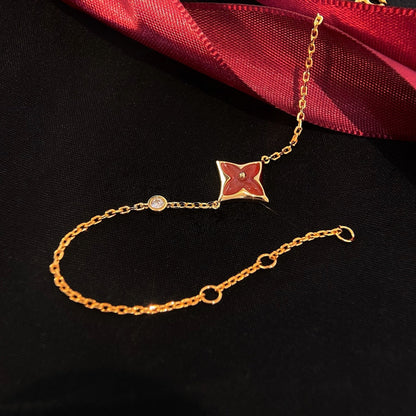[⭐Aura]COLOR STAR CARNELIAN PINK GOLD DIAMOND BRACELET