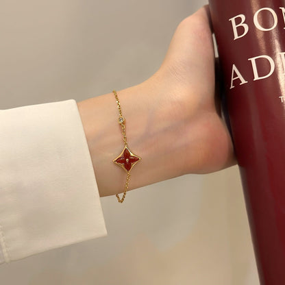 [⭐Aura]COLOR STAR CARNELIAN PINK GOLD DIAMOND BRACELET