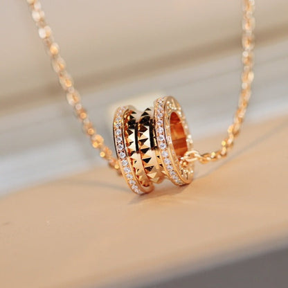 [⭐Aura]ZERO 1 ROCK PEDANT PINK GOLD NECKLACE
