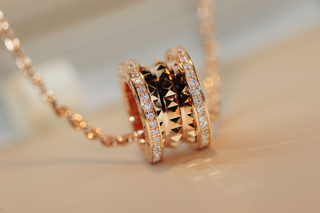 [⭐Aura]ZERO 1 ROCK PEDANT PINK GOLD NECKLACE
