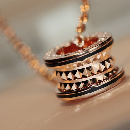 [⭐Aura]ZERO 1 ROCK PEDANT PINK GOLD BLACK NECKLACE