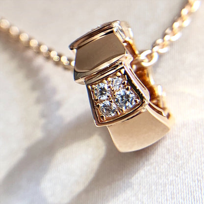 [⭐Aura]SERPENTI PEDANT DIAMOND PINK GOLD NECKLACE