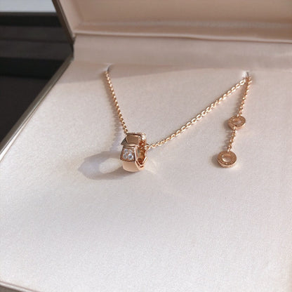 [⭐Aura]SERPENTI PEDANT DIAMOND PINK GOLD NECKLACE