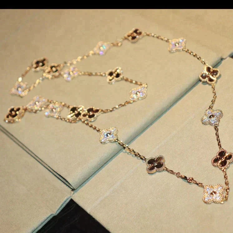 [⭐Aura]CLOVER 20 MOTIFS LASER DIAMOND NECKLACE