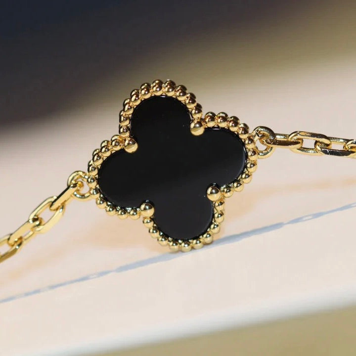 [⭐Aura]CLOVER 20 MOTIFS ONYX NECKLACE