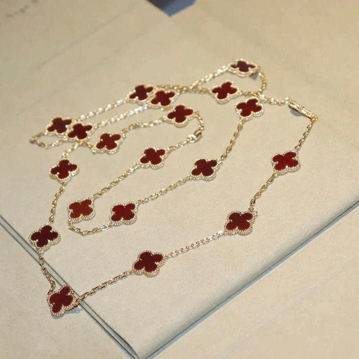 [⭐Aura]CLOVER 20 MOTIFS CARNELIAN NECKLACE