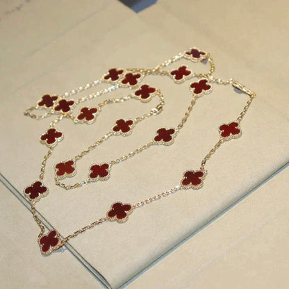 [⭐Aura]CLOVER 20 MOTIFS CARNELIAN NECKLACE