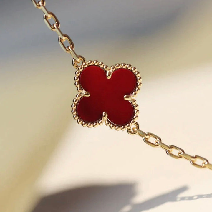 [⭐Aura]CLOVER 20 MOTIFS CARNELIAN NECKLACE