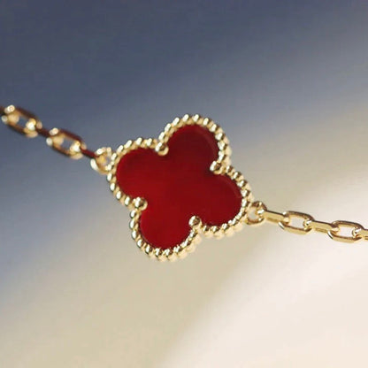 [⭐Aura]CLOVER 20 MOTIFS CARNELIAN NECKLACE