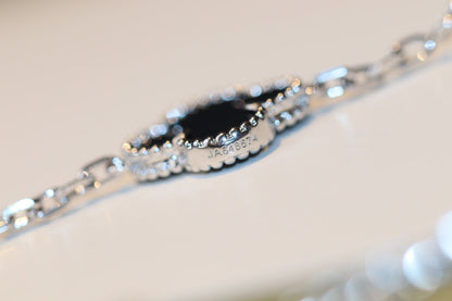 [⭐Aura]CLOVER 20 MOTIFS ONYX DIAMOND SILVER