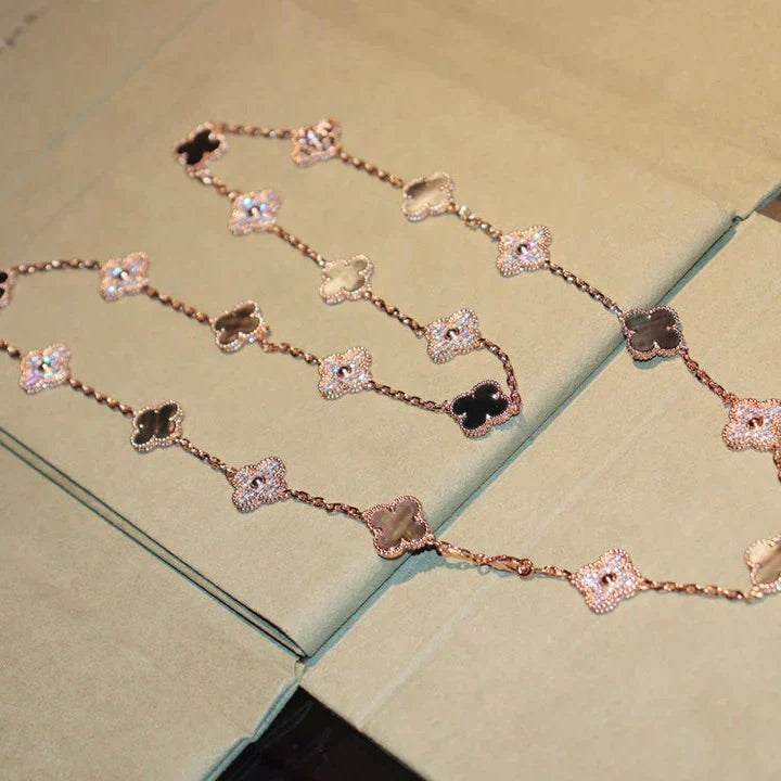 [⭐Aura]CLOVER 20 MOTIFS DARK MOP DIAMOND  NECKLACE