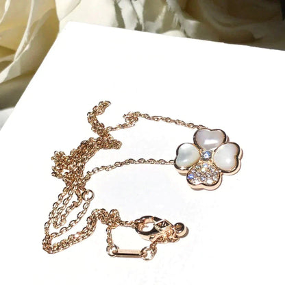[⭐Aura]CLOVER MOP DIAMOND ROSE GOLD NECKLACE