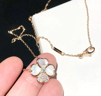 [⭐Aura]CLOVER MOP DIAMOND ROSE GOLD NECKLACE
