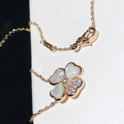 [⭐Aura]CLOVER MOP DIAMOND ROSE GOLD NECKLACE