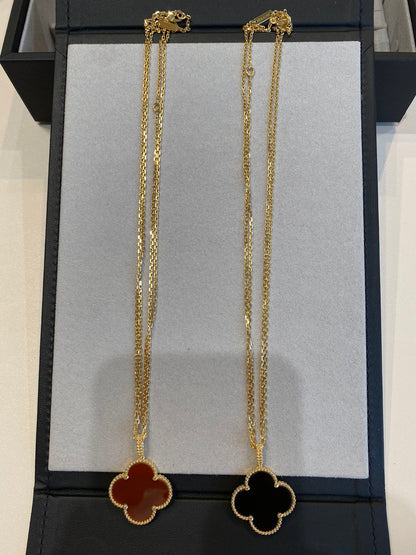 [⭐Aura]CLOVER 25MM NECKLACE GOLD CARNELIAN