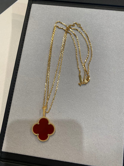 [⭐Aura]CLOVER 25MM NECKLACE GOLD CARNELIAN