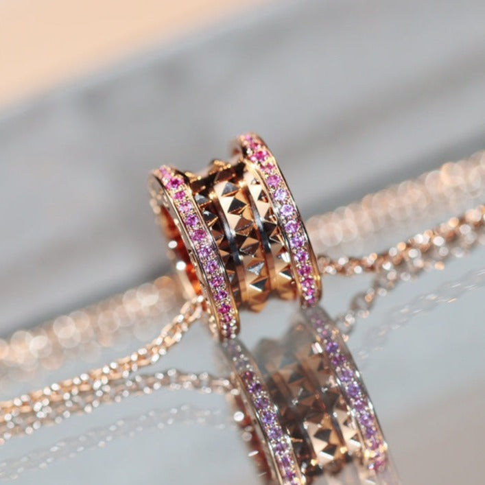 [⭐Aura]ZERO 1 ROCK PINK GOLD PINK DIAMOND NECKLACE