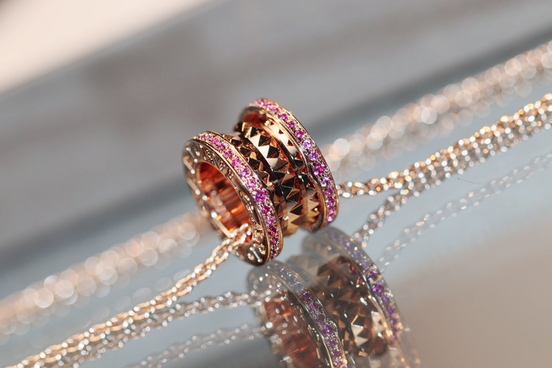 [⭐Aura]ZERO 1 ROCK PINK GOLD PINK DIAMOND NECKLACE