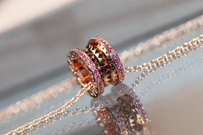 [⭐Aura]ZERO 1 ROCK PINK GOLD PINK DIAMOND NECKLACE