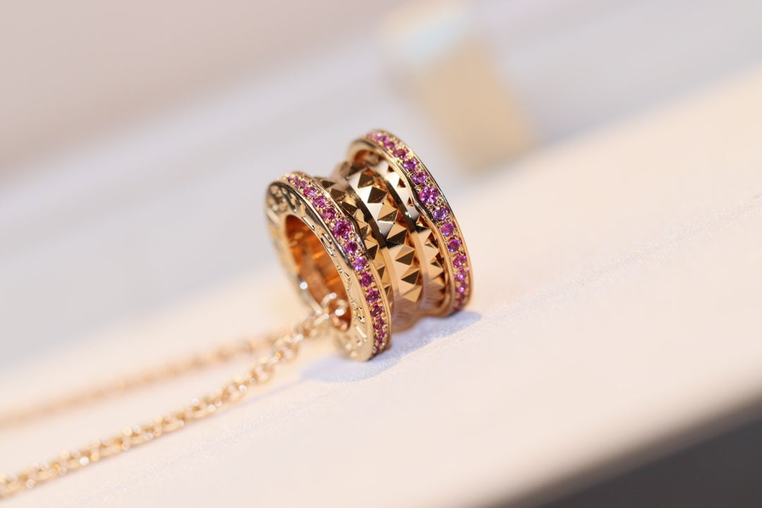 [⭐Aura]ZERO 1 ROCK PINK GOLD PINK DIAMOND NECKLACE