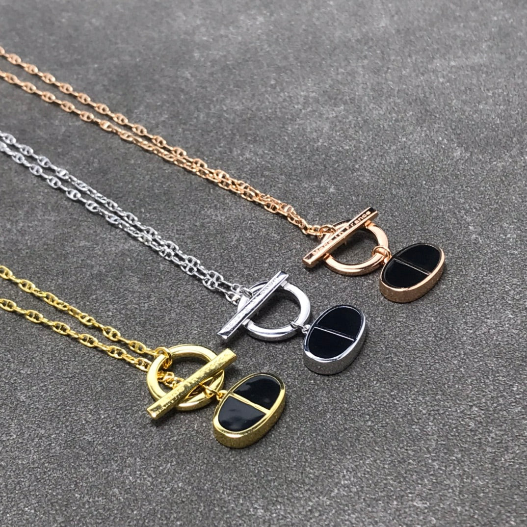 [⭐Aura]CHAINE VERSO BLACK CERAMIC  NECKLACE