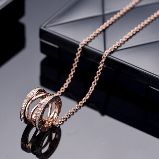[⭐Aura]ZERO 1 PINK GOLD DIAMOND OPEN NECKLACE