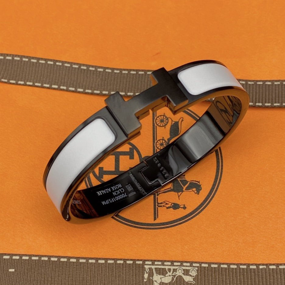 [⭐Aura]H BRACELET 12MM BLACK WHITE CERAMIC