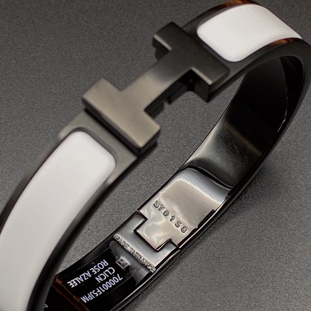 [⭐Aura]H BRACELET 12MM BLACK WHITE CERAMIC