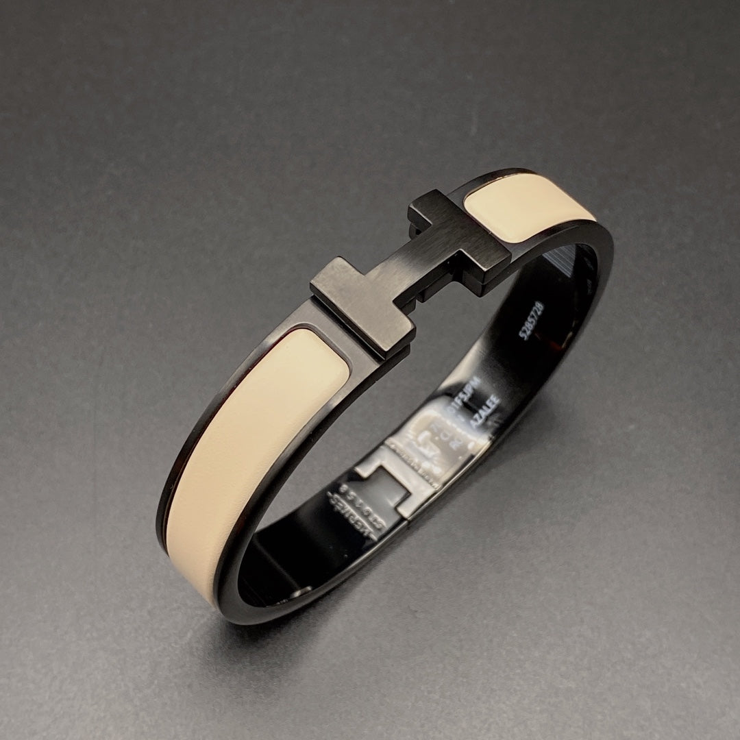 [⭐Aura]H BRACELET 12MM BLACK BEIGE CERAMIC