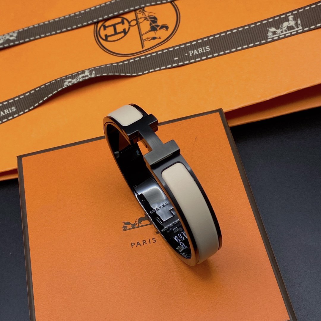 [⭐Aura]H BRACELET 12MM BLACK BEIGE CERAMIC