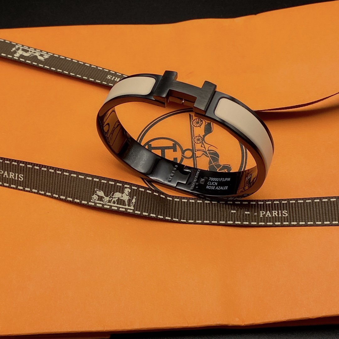 [⭐Aura]H BRACELET 12MM BLACK BEIGE CERAMIC