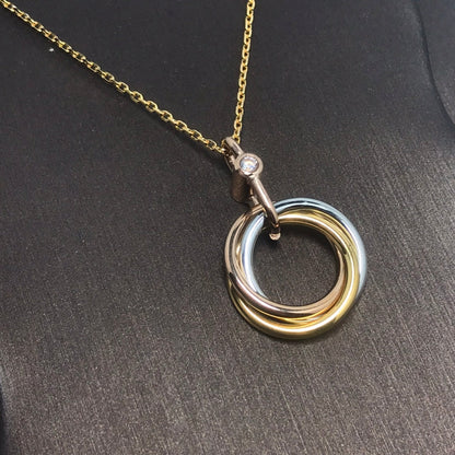 [⭐Aura]TRINITY SILVER GOLD PINK GOLD NECKLACE