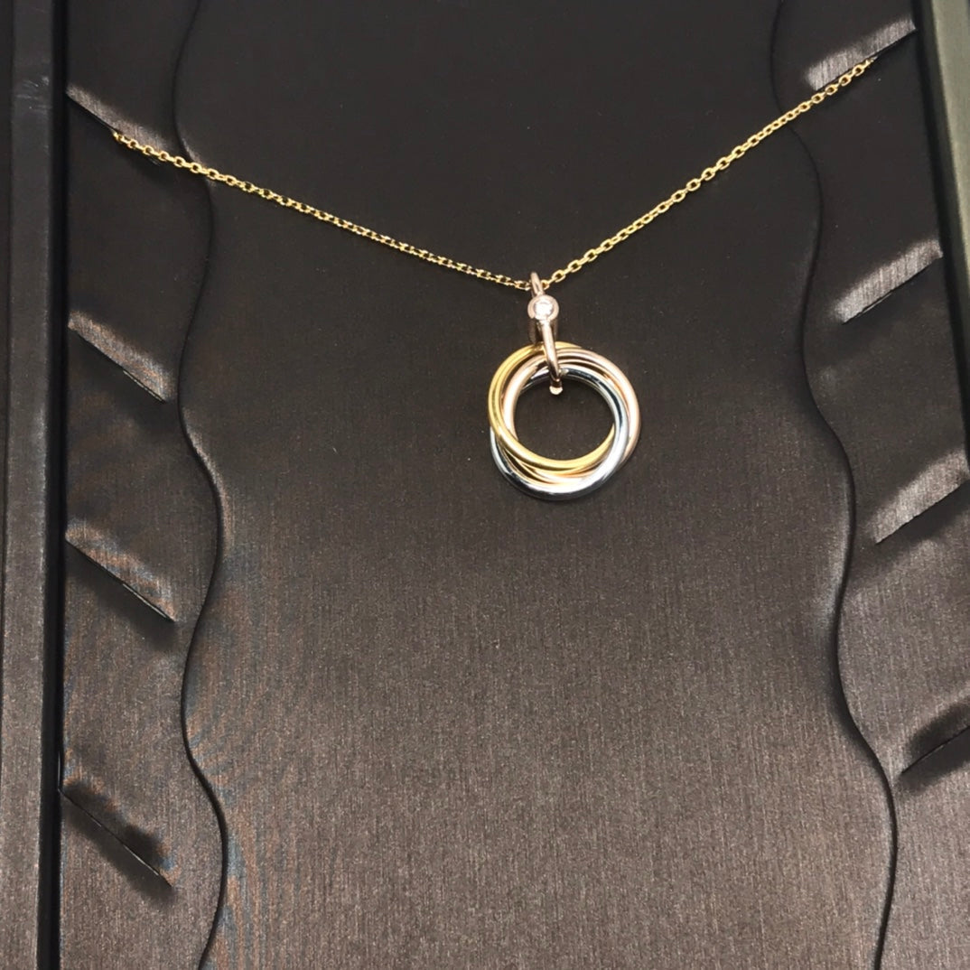 [⭐Aura]TRINITY SILVER GOLD PINK GOLD NECKLACE