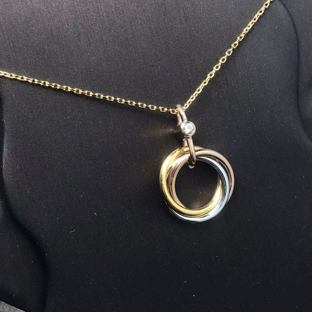 [⭐Aura]TRINITY SILVER GOLD PINK GOLD NECKLACE