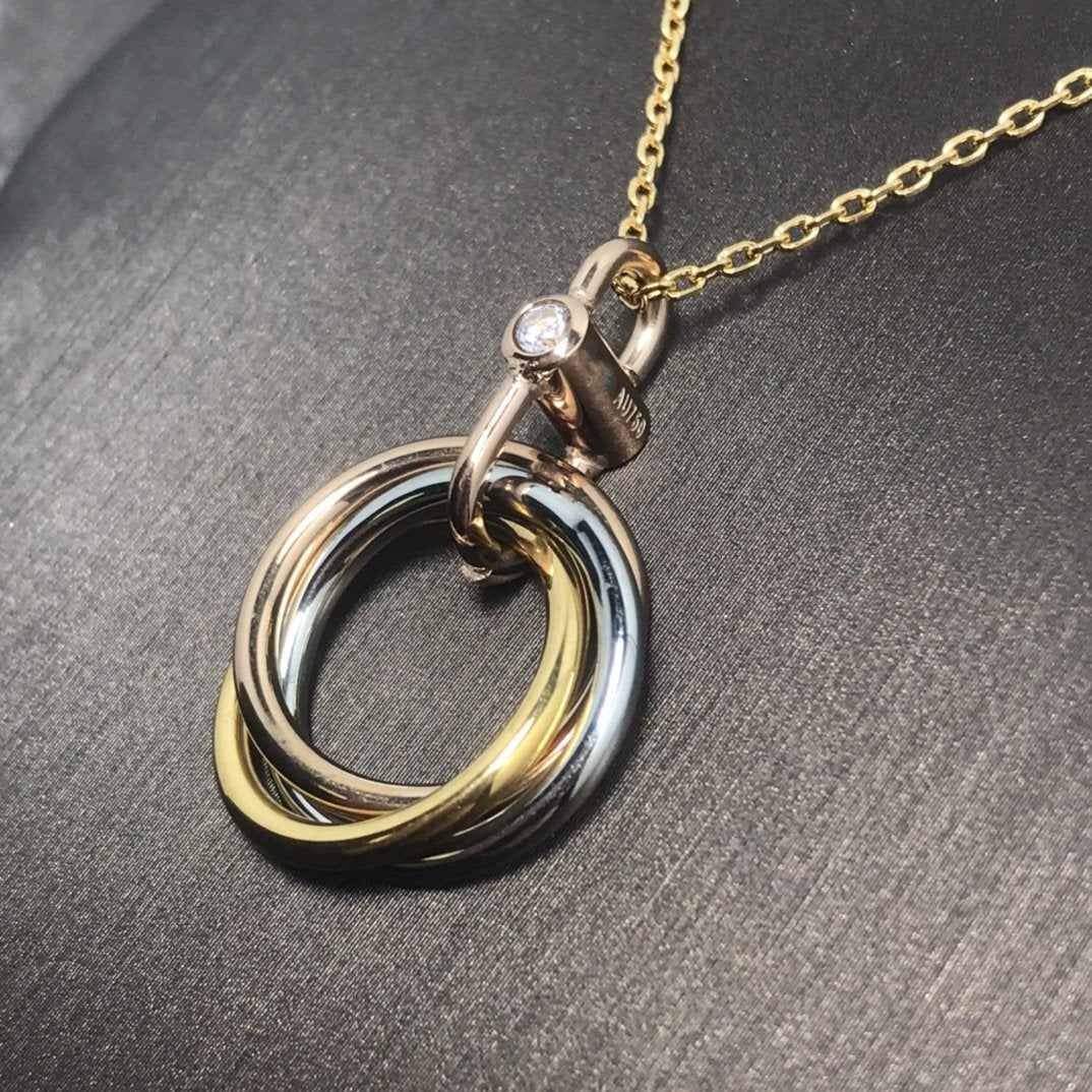 [⭐Aura]TRINITY SILVER GOLD PINK GOLD NECKLACE