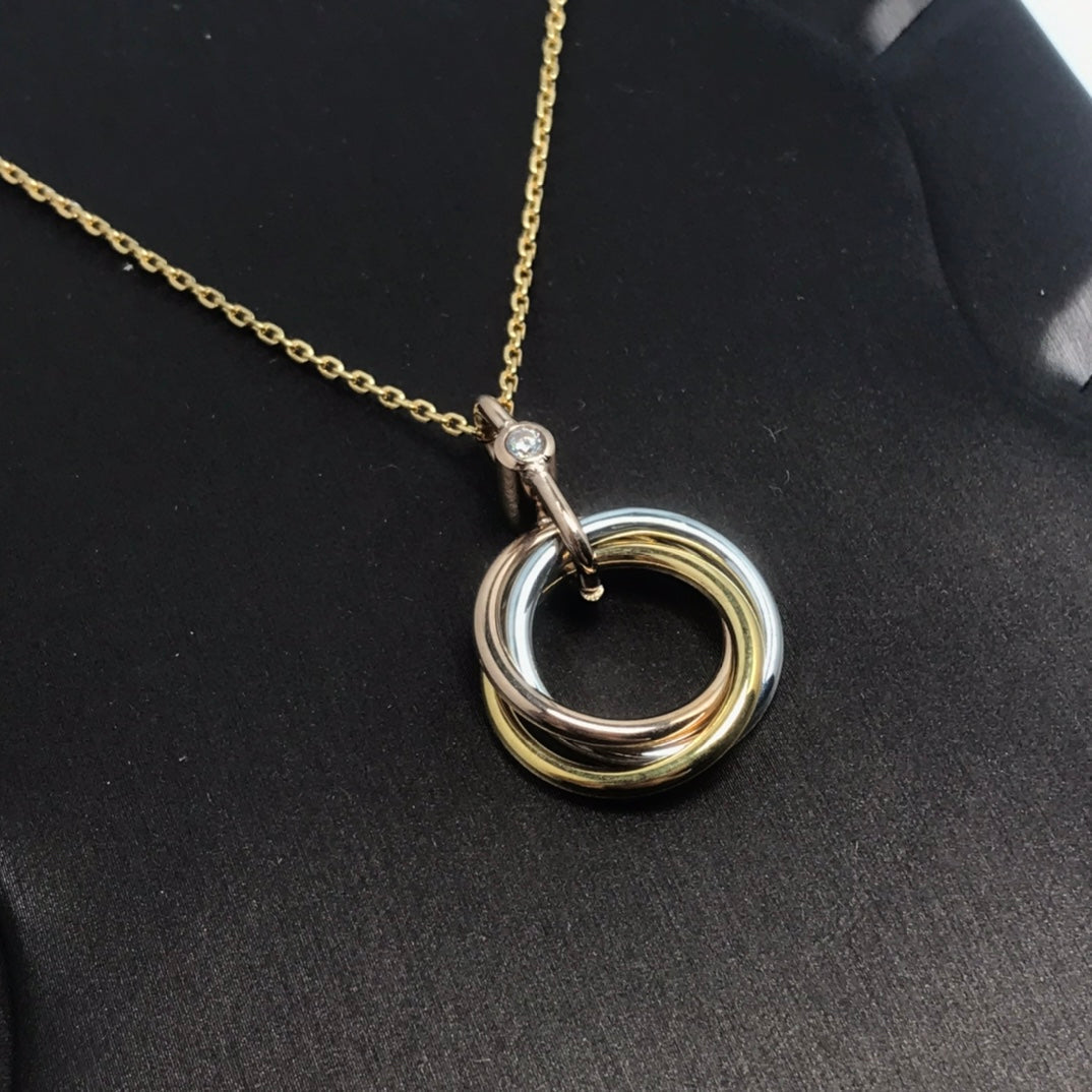 [⭐Aura]TRINITY SILVER GOLD PINK GOLD NECKLACE